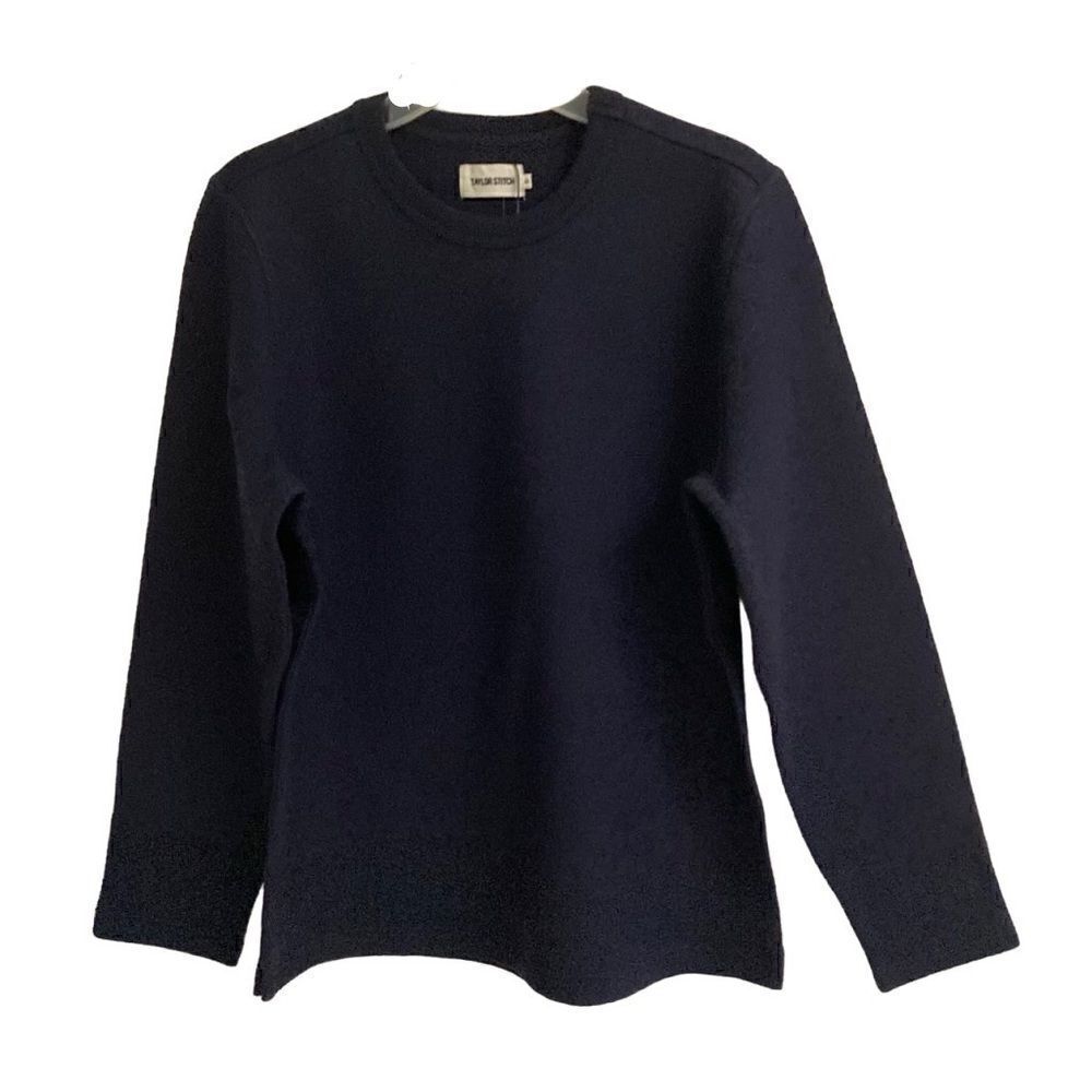 Taylor Stitch The Weekend Crewneck pull over Navy Boiled Wool Sweater